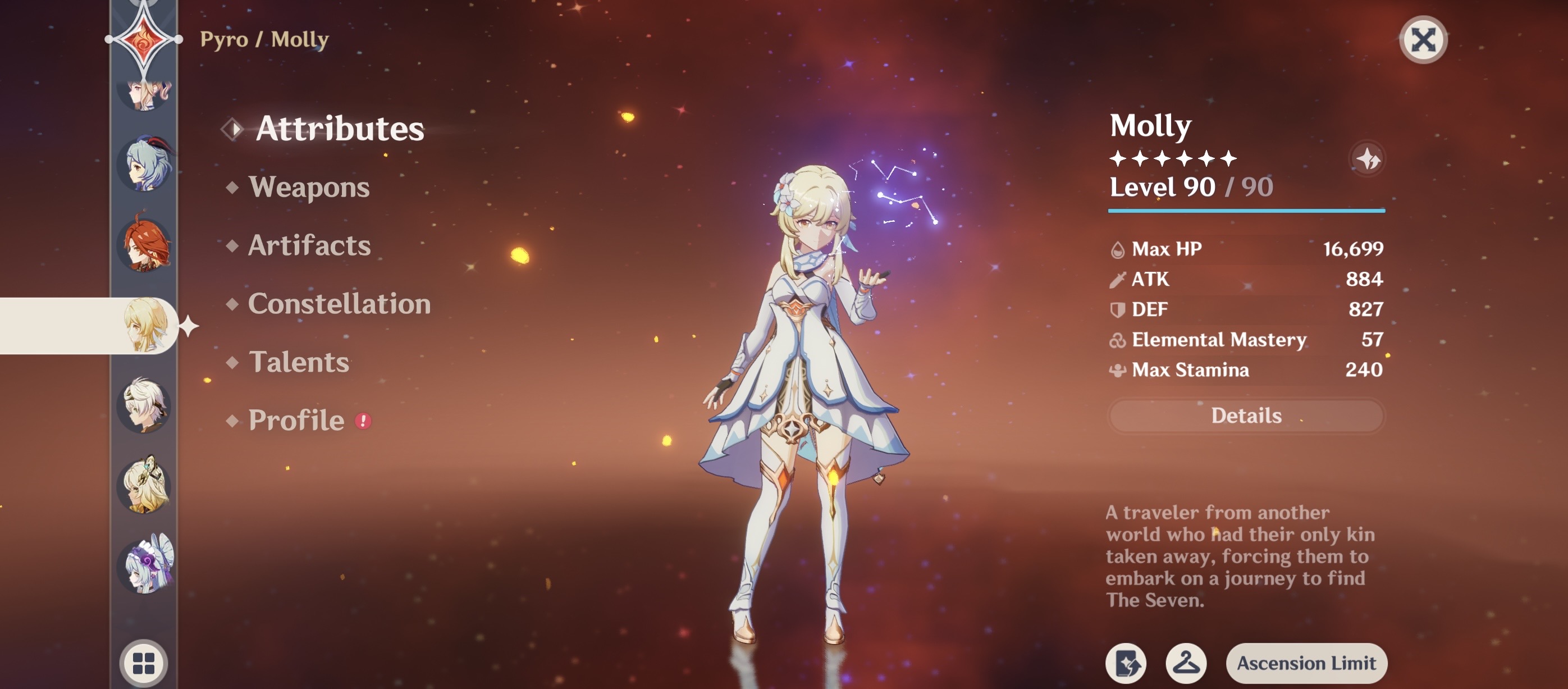 Character Upgrade Screen